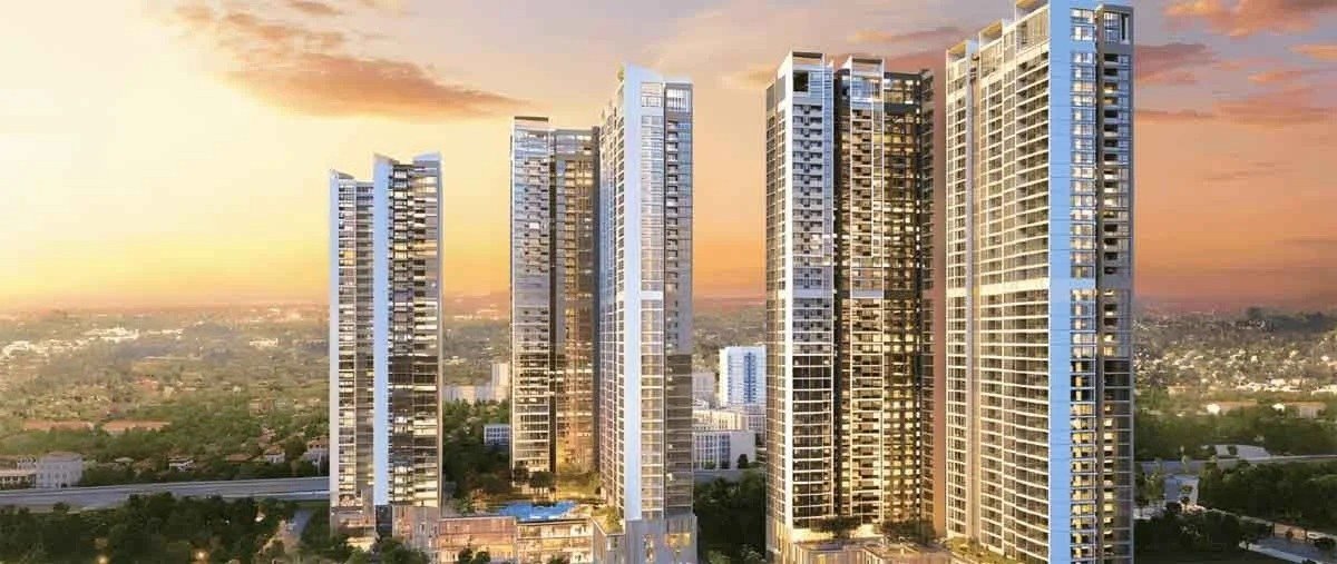 DLF Privana North residential towers at sunset